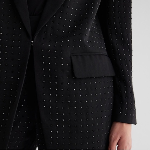 🆕Express Black Studded Women's Boyfriend Blazer XS - Picture 3 of 4